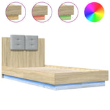 Bed Frame with LED without Mattress Sonoma Oak 90x190 cm - Front View