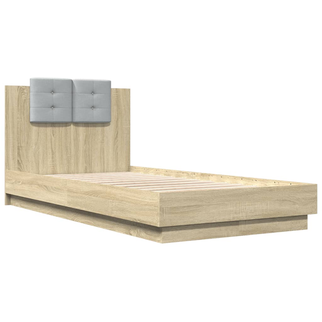 Bed Frame with LED without Mattress Sonoma Oak 90x190 cm