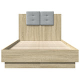 Bed Frame with LED without Mattress Sonoma Oak 90x190 cm - Rear View
