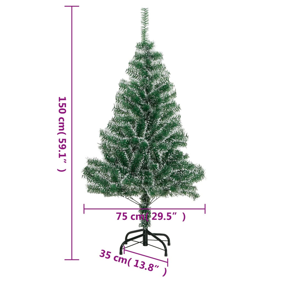 Artificial Christmas Tree 150 LEDs & Flocked Snow 150 cm