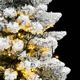 Artificial Hinged Christmas Tree 150 LEDs & Flocked Snow 150 cm - Side View