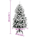 Artificial Hinged Christmas Tree 150 LEDs & Flocked Snow 150 cm - Extra Image