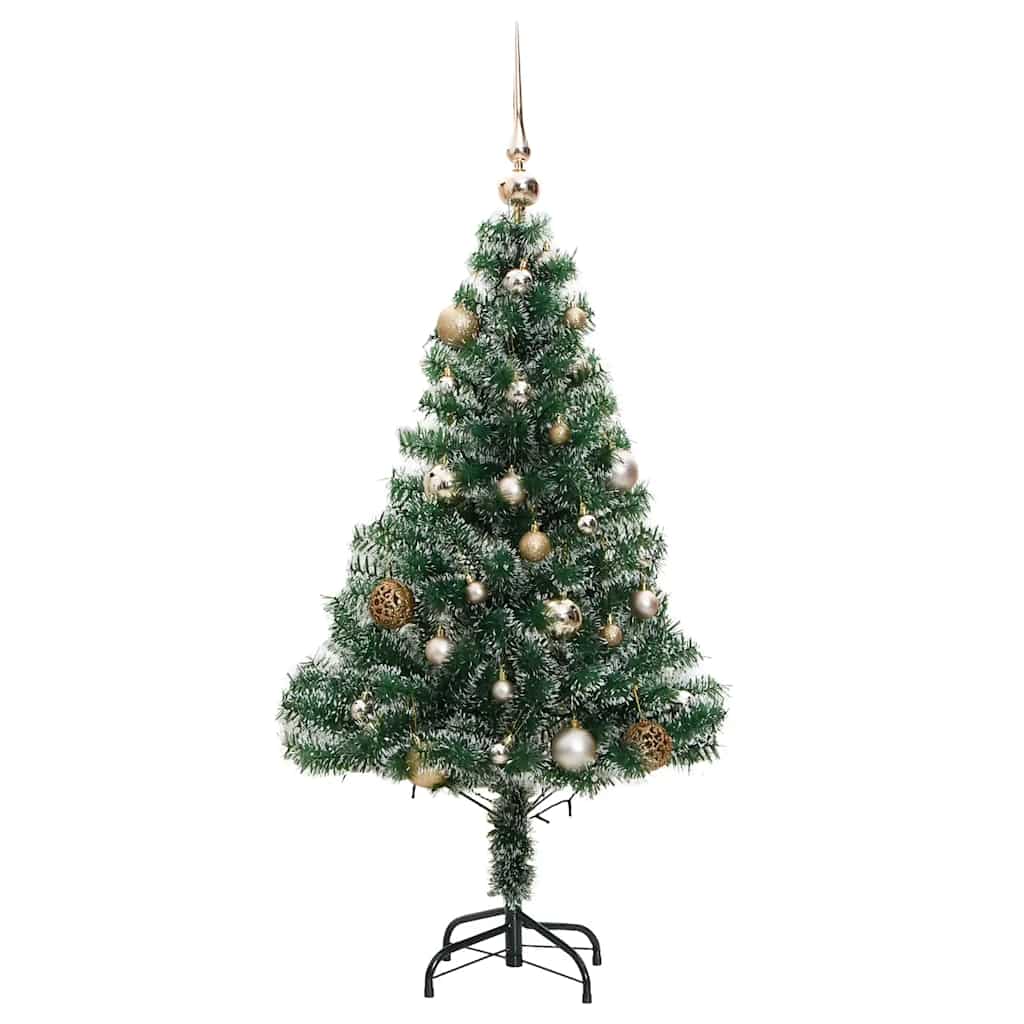 Artificial Christmas Tree with 150 LEDs&Ball Set&Flocked Snow 150 cm