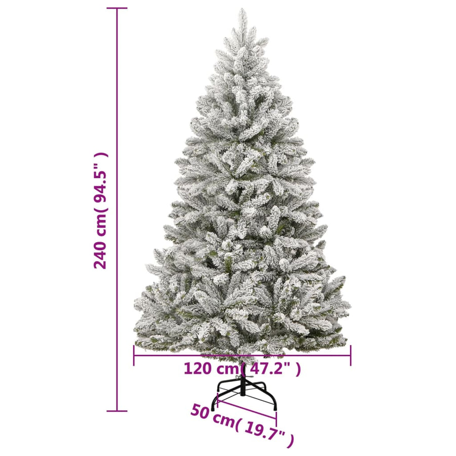 Artificial Hinged Christmas Tree 300 LEDs & Flocked Snow 240 cm
