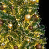 Artificial Christmas Tree with 300 LEDs&Ball Set&Flocked Snow 210 cm - Side View