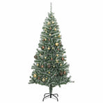 Artificial Christmas Tree with 300 LEDs&Ball Set&Flocked Snow 210 cm