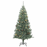 Artificial Christmas Tree with 300 LEDs&Ball Set&Flocked Snow 210 cm - Top-Down View