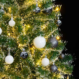 Artificial Christmas Tree with 300 LEDs&Ball Set&Flocked Snow 180 cm - Side View