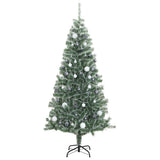 Artificial Christmas Tree with 300 LEDs&Ball Set&Flocked Snow 210 cm - Top-Down View