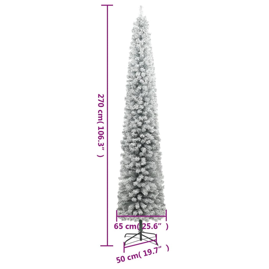 Slim Christmas Tree 300 LEDs & Flocked Snow 270 cm