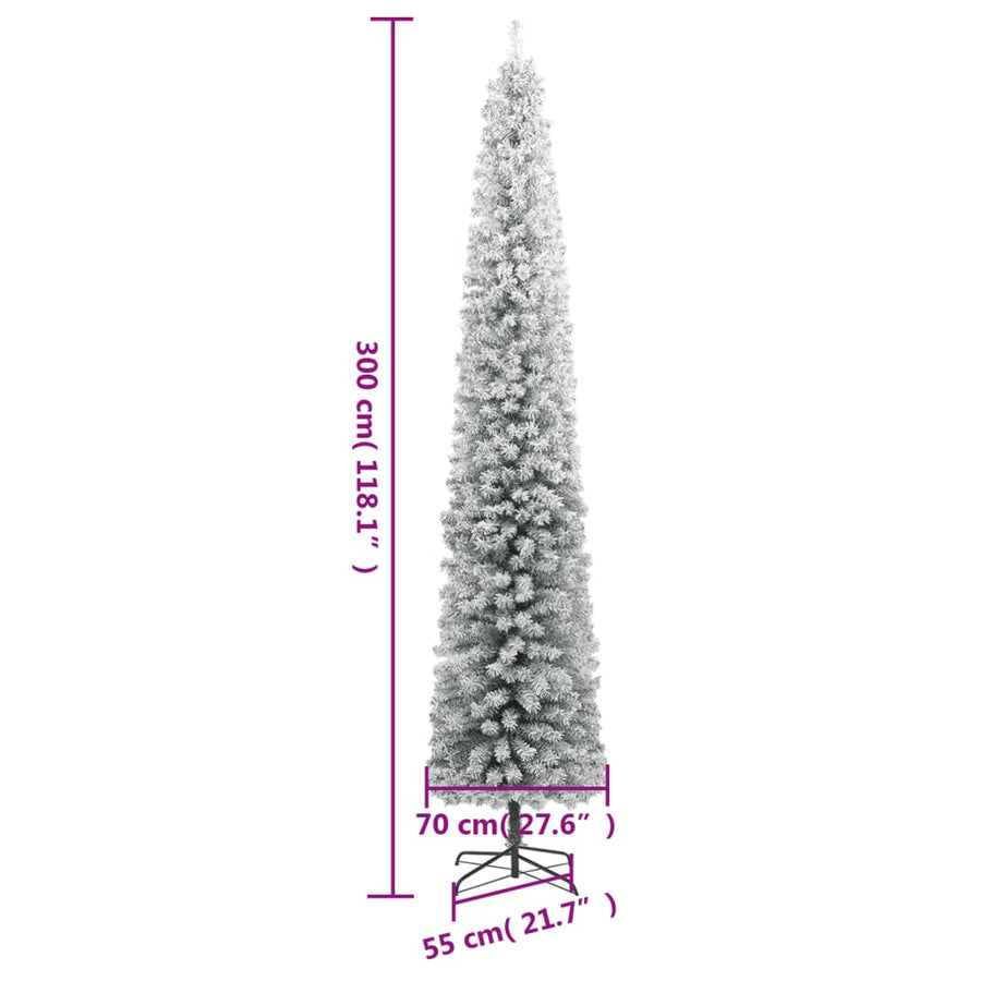 Slim Christmas Tree 300 LEDs & Flocked Snow 300 cm