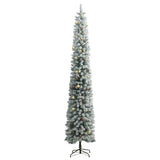Slim Christmas Tree 300 LEDs & Ball Set & Flocked Snow 270 cm - Top-Down View