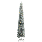Slim Christmas Tree 300 LEDs & Ball Set & Flocked Snow 300 cm - Top-Down View