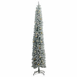 Slim Christmas Tree 300 LEDs & Ball Set & Flocked Snow 270 cm - Top-Down View