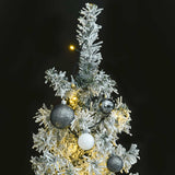 Slim Christmas Tree 300 LEDs & Ball Set & Flocked Snow 270 cm - Front View