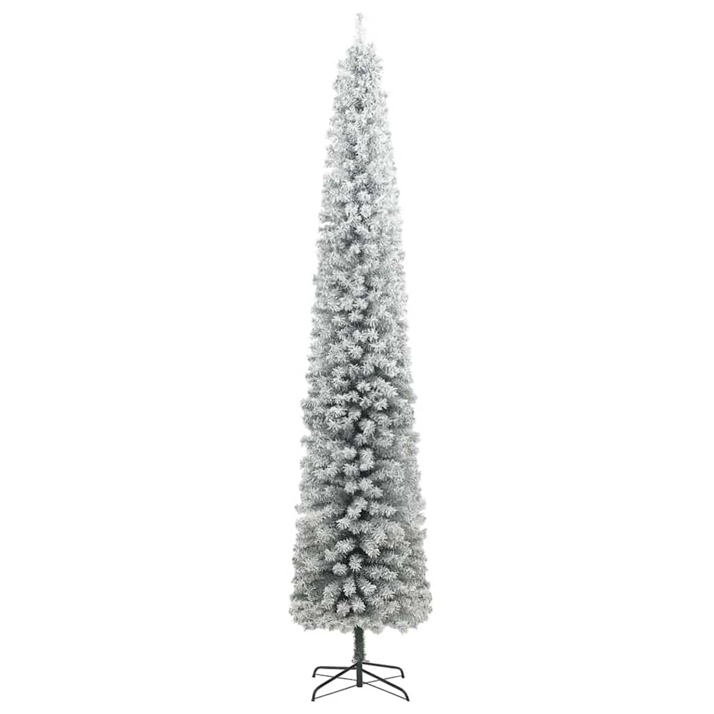 Slim Christmas Tree 300 LEDs & Ball Set & Flocked Snow 270 cm