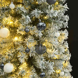 Slim Christmas Tree 300 LEDs & Ball Set & Flocked Snow 300 cm - Side View