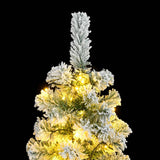 Artificial Hinged Christmas Tree 150 LEDs & Flocked Snow 120 cm