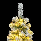 Artificial Hinged Christmas Tree 150 LEDs & Flocked Snow 150 cm