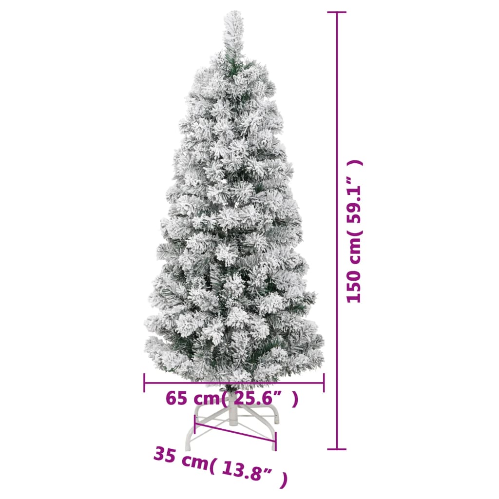 Artificial Hinged Christmas Tree 150 LEDs & Flocked Snow 150 cm