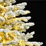 Artificial Hinged Christmas Tree 150 LEDs & Flocked Snow 120 cm - Front View
