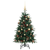 Artificial Hinged Christmas Tree with 150 LEDs & Ball Set 120 cm - Top-Down View