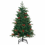 Artificial Hinged Christmas Tree with 150 LEDs & Ball Set 150 cm - 45-Degree Angle