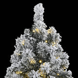 Artificial Hinged Christmas Tree 300 LEDs & Flocked Snow 180 cm - Front View
