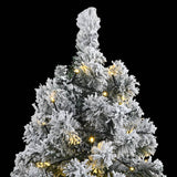 Artificial Hinged Christmas Tree 300 LEDs & Flocked Snow 210 cm - Front View