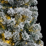 Artificial Hinged Christmas Tree 300 LEDs & Flocked Snow 210 cm - Side View