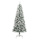 Artificial Hinged Christmas Tree 300 LEDs & Flocked Snow 210 cm - Top-Down View