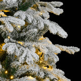 Artificial Hinged Christmas Tree 300 LEDs & Flocked Snow 210 cm - Side View