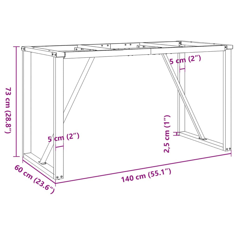 Dining Table Legs O-Frame 140x60x73 cm Steel