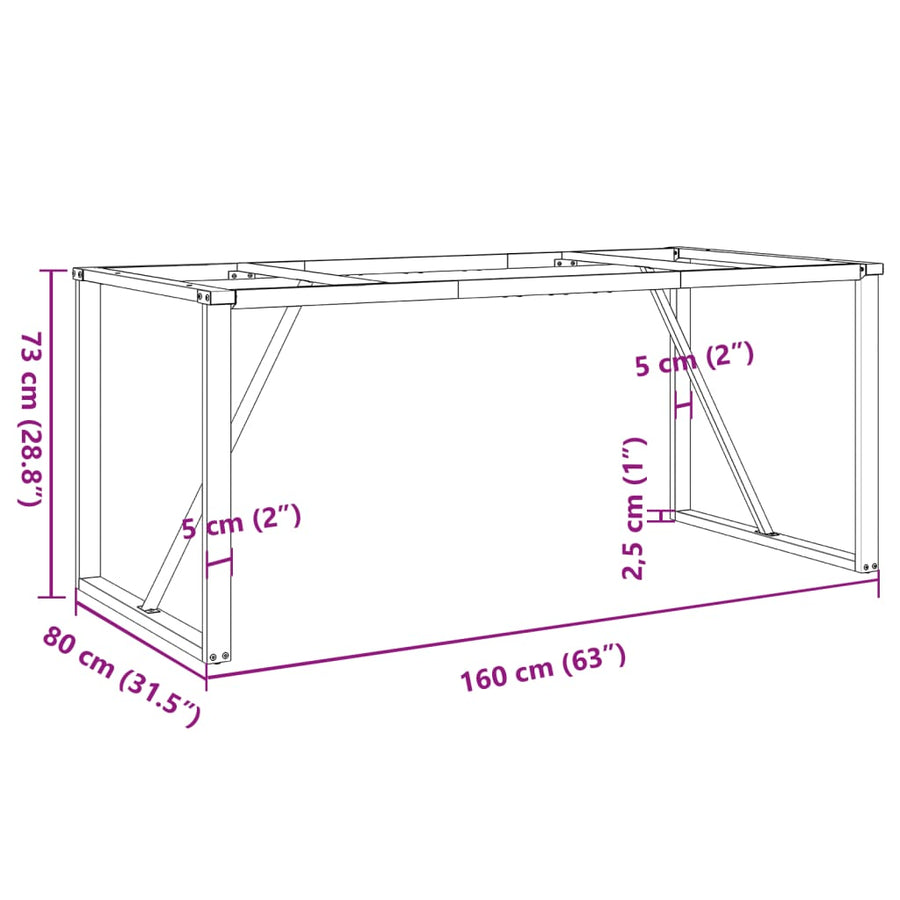 Dining Table Legs O-Frame 160x80x73 cm Steel
