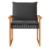 4 Piece Garden Lounge Set with Cushions Black Poly Rattan - Close-Up Angle