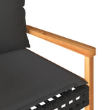 4 Piece Garden Lounge Set with Cushions Black Poly Rattan - Extra Image