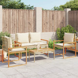 4 Piece Garden Lounge Set with Cushions Mix Beige Poly Rattan - Side View