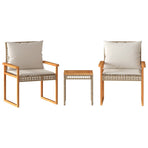 3 Piece Bistro Set with Cushions Mix Beige Acacia Wood