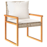 3 Piece Bistro Set with Cushions Mix Beige Poly Rattan Acacia Wood - Top-Down View