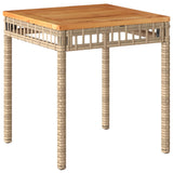 3 Piece Bistro Set with Cushions Mix Beige Poly Rattan Acacia Wood - Rear View