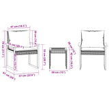 3 Piece Bistro Set with Cushions Mix Beige Poly Rattan Acacia Wood - Extra Image