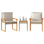 3 Piece Bistro Set with Cushions Mix Beige Acacia Wood