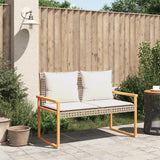 Garden Bench with Cushion Mix Beige Poly Rattan Acacia Wood - Side View
