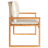 Garden Bench with Cushion Mix Beige Poly Rattan Acacia Wood - 45-Degree Angle