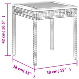 Garden Table Black 38x38x42 cm Poly Rattan Acacia Wood