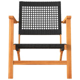 3 Piece Bistro Set Black Poly Rattan and Solid Wood Acacia - 45-Degree Angle