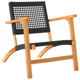 Garden Chairs 2 pcs Black Poly Rattan and Acacia Wood - Top-Down View