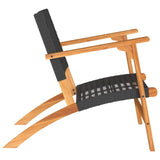 Garden Chairs 2 pcs Black Poly Rattan and Acacia Wood - Rear View