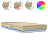 Bed Frame without Mattress with LED Lights Sonoma Oak 90x190 cm