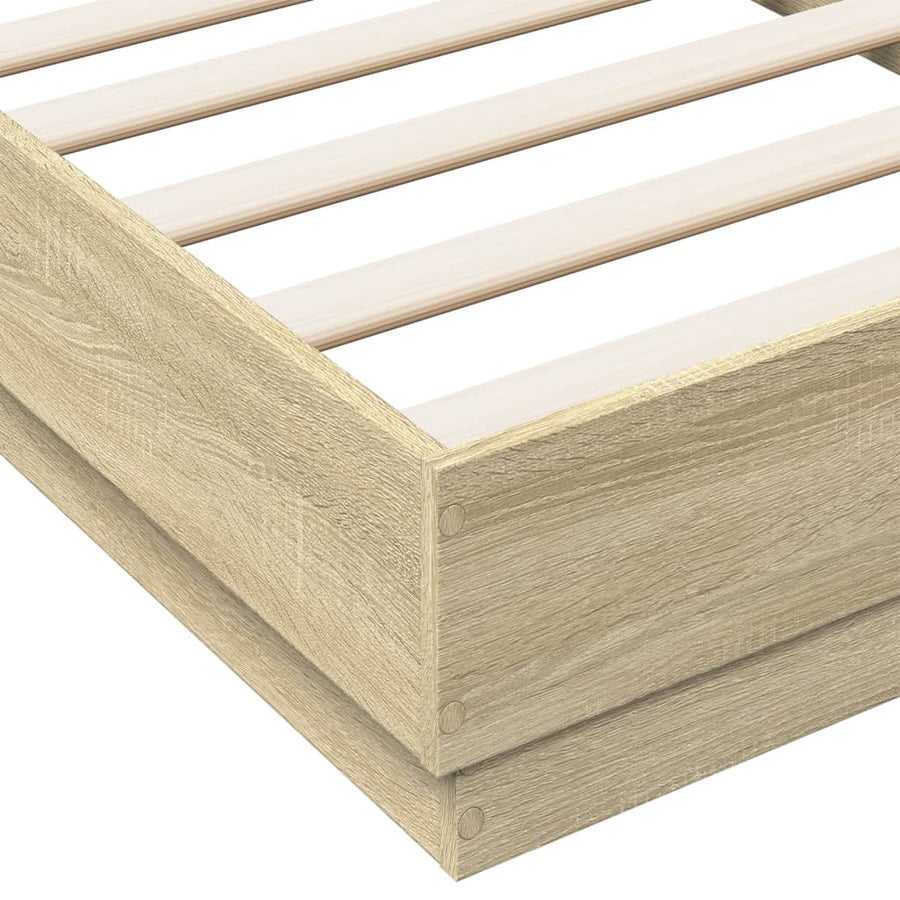 Bed Frame without Mattress with LED Lights Sonoma Oak 90x190 cm